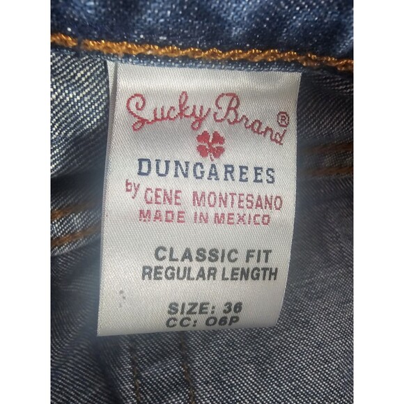 Lucky Brand Jeans Mens 36x32 Blue Straight Leg Distressed Dungarees Denim Pants - Picture 5 of 6